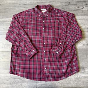 Oak Hill Men’s Red & Black Plaid Button Down Shirt Wrinkle Free DXL - Size 1XL